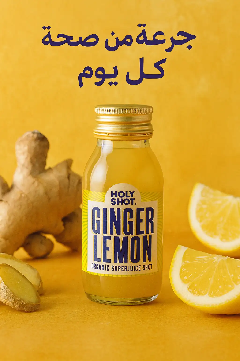 Holy Shot 60gm: شوت الزنجبيل والليمون العضوي لدعم المناعة والصحة اليومية