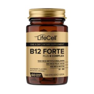 LifeCell B12 Forte Plus B Complex أقراص مضغ لدعم الطاقة والأعصاب