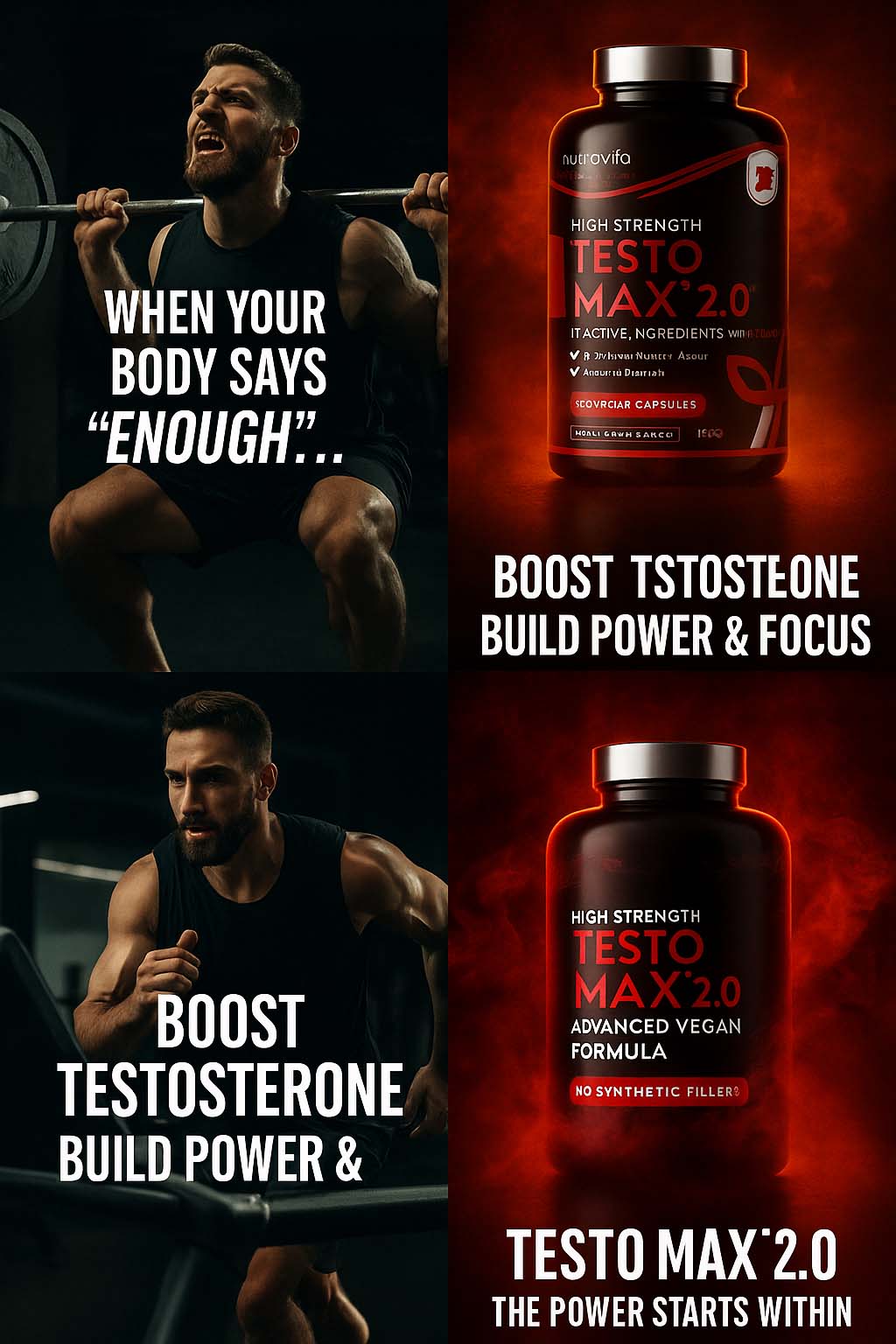 Testo Max 2.0 من Nutrivita Sport – مكمل أشواجندا طبيعي لدعم التستوستيرون والطاقة