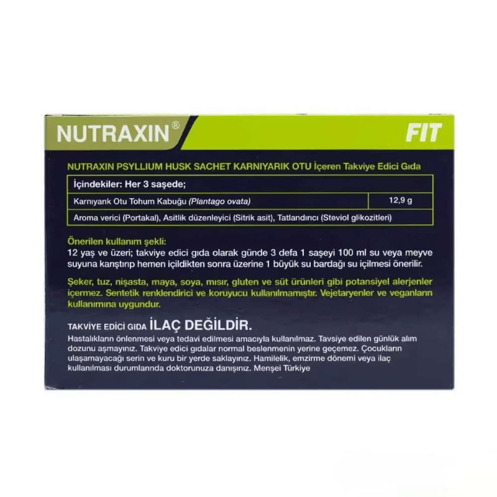 Nutraxin Psyllium Husk Fiber 30 أكياس – ألياف طبيعية لحركة أمعاء منتظمة، دعم الشبع وصحة الجهاز الهضمي - الصورة 3