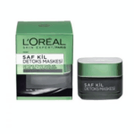 ماسك لوريال باريس الطين النقي ديتوكس بالفحم – تنقية عميقة، إشراقة فورية وشوائب أقل لبشرة نقية (50 مل)