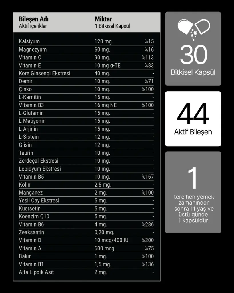 مولتي فيتامين للرجال أنوسين 30 كبسولة | 44 مكوناً فعالاً بالجينسنج وكو كيو 10 والأحماض الأمينية | اطلبه الآن من بازارنا