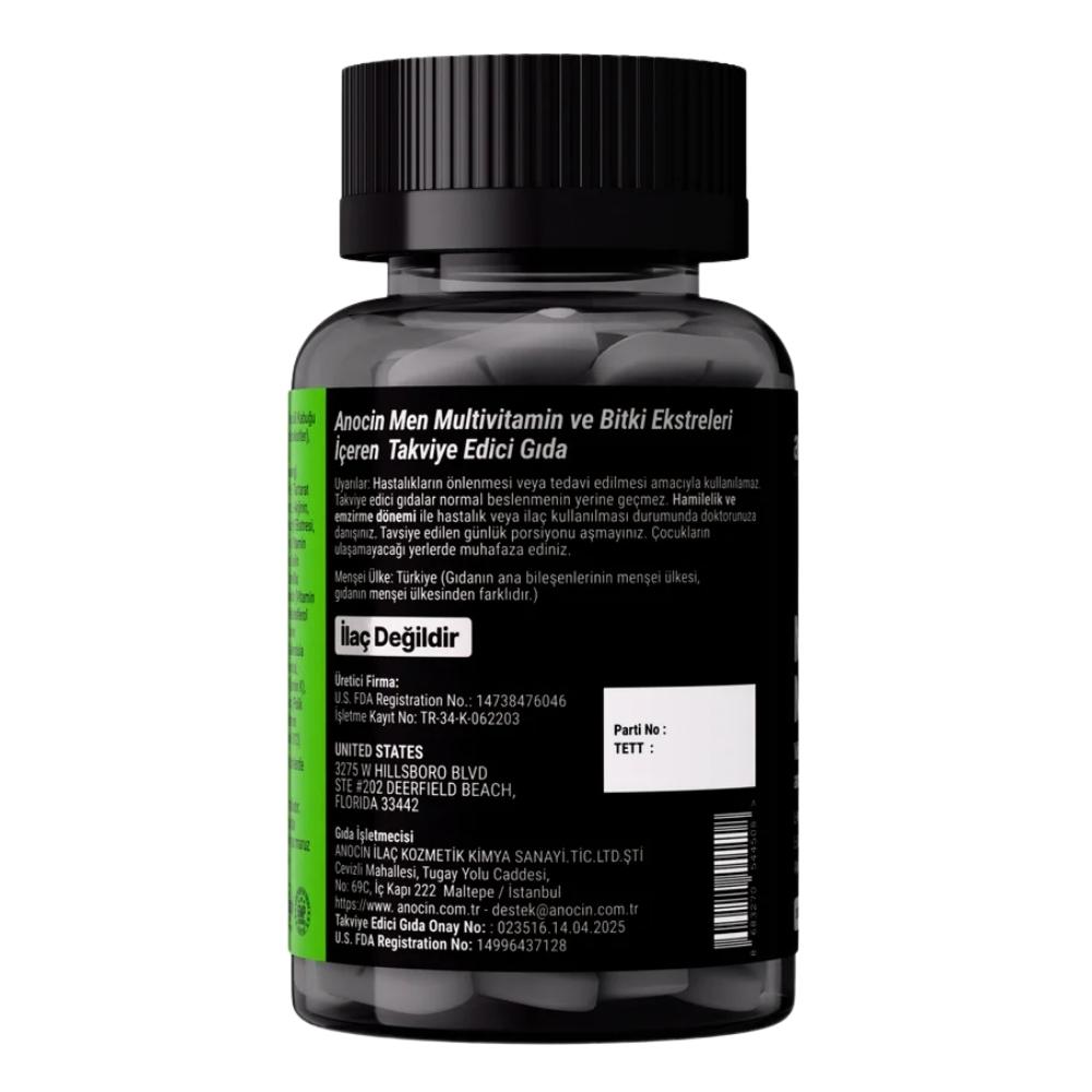 مولتي فيتامين للرجال أنوسين 30 كبسولة | 44 مكوناً فعالاً بالجينسنج وكو كيو 10 والأحماض الأمينية | اطلبه الآن من بازارنا - الصورة 4